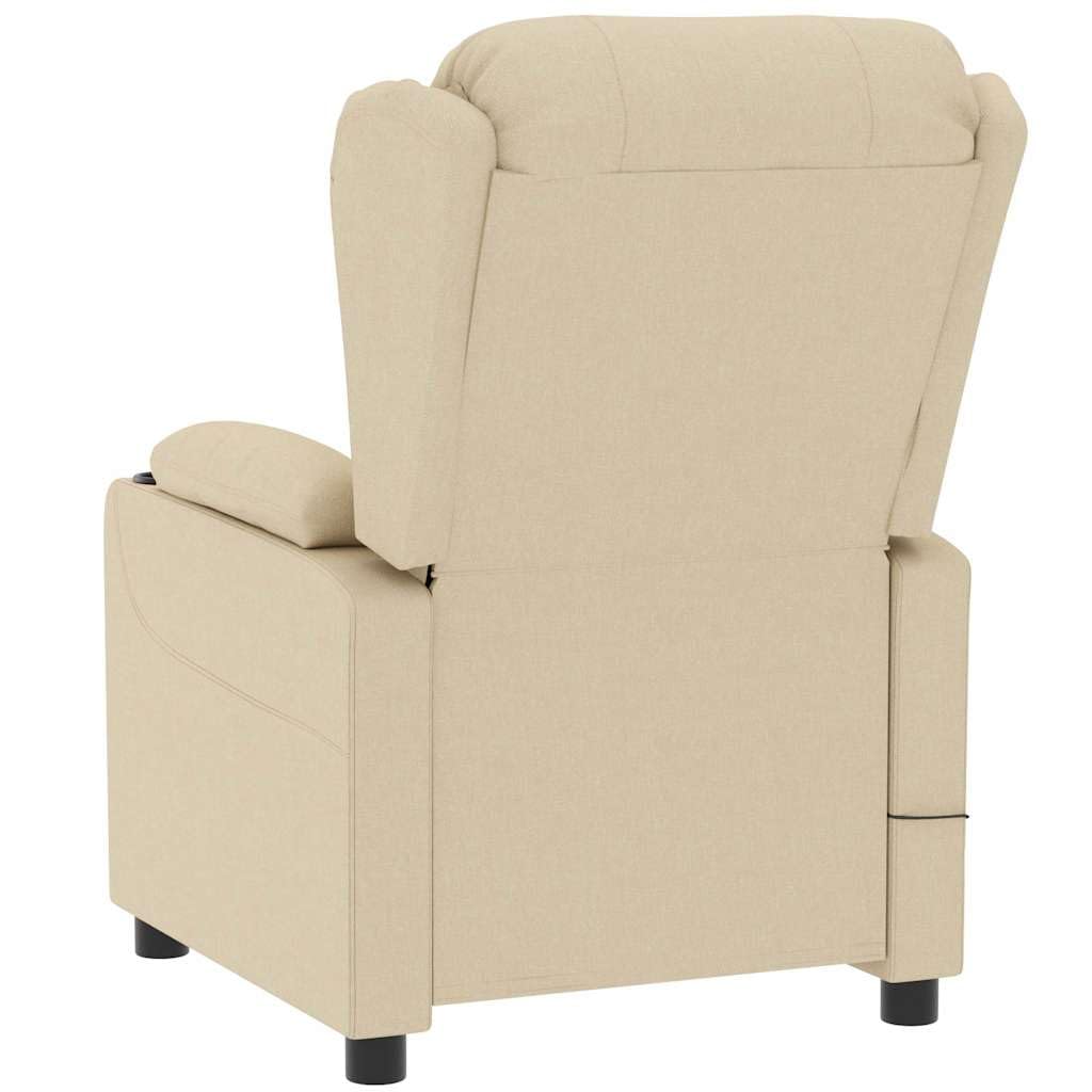 Poltrona relax elettrica in tessuto color crema con 3 posizioni reclinabili, telecomando a 2 pulsanti, telaio in metallo e legno, comoda imbottitura, poggiapiedi e braccioli, per soggiorno