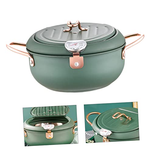 OUNONA Controllable Temperature Deep Fryer Pot Stainless Steel Fry Pan Basket Non-stick Japanese Style Cooking Pot
