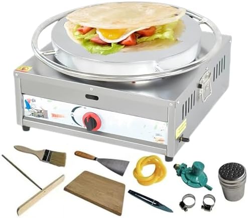 Commercial Electric Crepe Maker with Nonstick Griddle, Includes Batter Spreader & Wooden Spatula - Perfect for Pancakes, Crepes, & Breakfast Cooking
