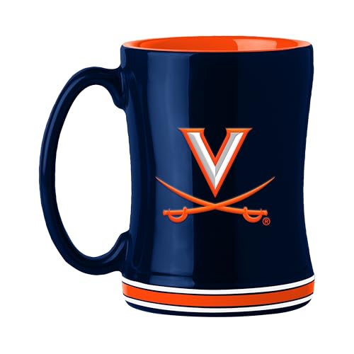 Logo Brands NCAA Virginia Cavaliers 14 oz Relief Coffee Mug - Officially Licensed Mug, Sculpted 3D Logo and Team Colors – Comfortable Handle and Glossy Finish for College Sports Fans