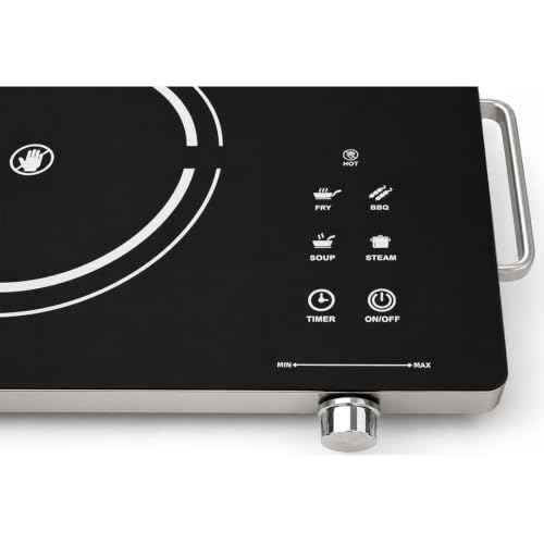 Image of Unicorn Crystal Infrared Cooktop 2200W | Temperature Control | Touch Panel | High Energy Efficient | Strong Handle | Works with ALL Utensils | Compatible with all Cookware (Black)
