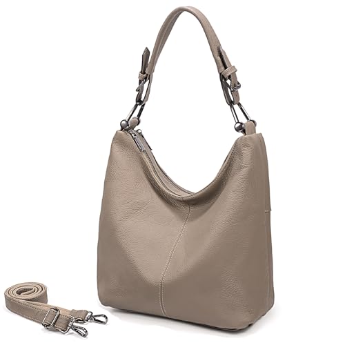 Image of YALUXE Women's Genuine Leather Shoulder Bags Slouchy Hobo Handbags Purses