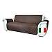 Moonange Copridivano 3 Posti con Braccioli Rivoluzionario Impermeabile Reversibile Antiscivolo Copri Divano Relax Antimacchia Antigraffio Cani Gatti Moderno Salvadivano Seduta 165 cm (Marrone)