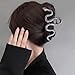 Large Metal Black Snake Hair Claws Clips - 4.3 Inch Non-Slip Cross Barrettes for Thick Hair, Shining Strong Crab Claws for Women and Girls