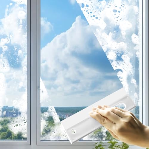 Image of 3 Pieces Mini Soft Silicone Window Squeegee, Hand Water Scraper with Hanging Hole, Small Mirror Cleaning Squeegee for Shower Glass Car Bathroom Dink Countertop (White)