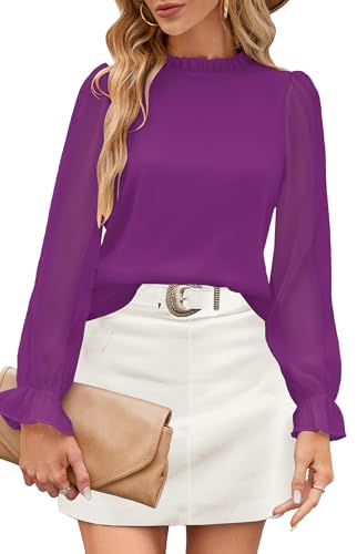 Image of Aifer Womens Blouses Dressy Casual Business Work Shirts Mock Neck Tops