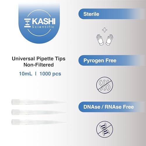 Image of Kashi Scientific 10mL Universal Non-Filter Pipette Tips, Sterile Low Binding Pipet Tips with Clear Graduation, DNase /RNase Free [10mL, 1,000pcs]