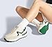 LUCKY STEP Women's Retro Fashion Casual Sneakers Platform Classic Trendy Trainning Anti-Slip Tennis Travel Walking Shoes(Beige/Green,7)