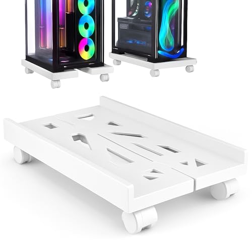 BOTEWO PC Ständer mit Rollen: Computer PC Tower Ständer Einstellbare CPU Halterung Wagen Unter Schreibtisch Universal für Home Office Desk PC (Weiß)
