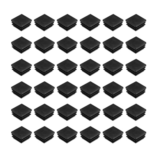 Image of uxcell 32Pcs Square Plastic Plugs, 35 x 35mm /1.38 x 1.38inch PE Pipe Tubing End Caps for 28-33mm /1.1-1.3inch Square Tube Furniture Chair Leg, Black