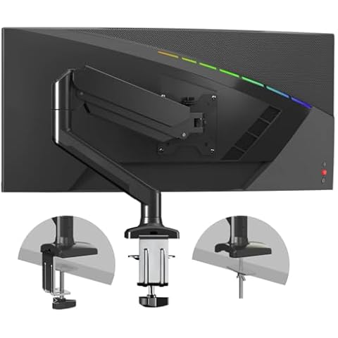 PHOLITEN Single Monitor Arm Fits 13-32 inch,4.4-19.8lbs Monitor, Fully Adjustable Gas Spring Monitor Arm, Computer Monitor Stand with VESA 75 * 75mm/100 * 100mm Mount Cover