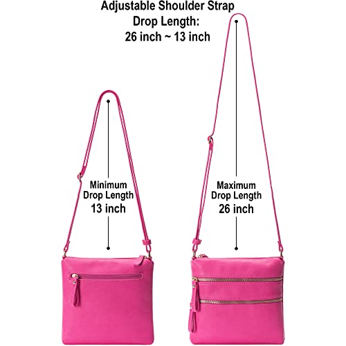 Image of Solene Small Multi Zipper Pocket Crossbody Bag with Adjustable Strap, Lightweight Travel Purse, Daily Small Messenger Pouch