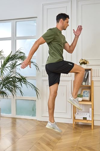 5 Pack Men’s Athletic Active Quick Dry Crew Neck T Shirts Running Gym Workout Short Sleeve Tee Tops4