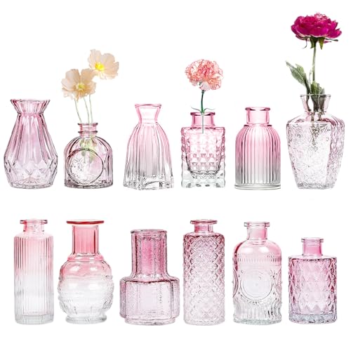 Vases à boutons en verre transparent et objets déco salon