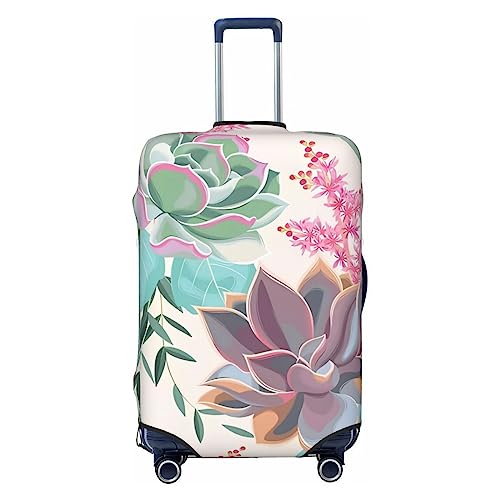 Housse de bagage anti-poussière zippée pour valise XL au motif végétal coloré
