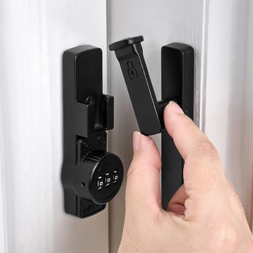 Image of INIRET 2 Packs Matte Black 90 Degree Barn Door Lock,Mechanical Password Lock,3 Digit Password Keyless,Flip Latch with Combination,Protect Privacy,for Barn Door,Cabinets,Windows,Garden,Bathroom