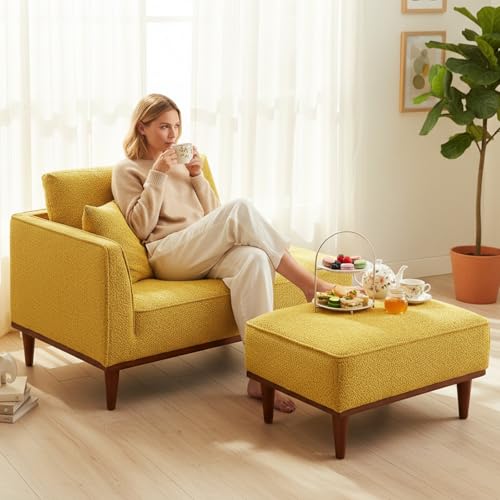 HRVEOCEI Green Chaise Lounge Chair Indoor with Ottoman & Left