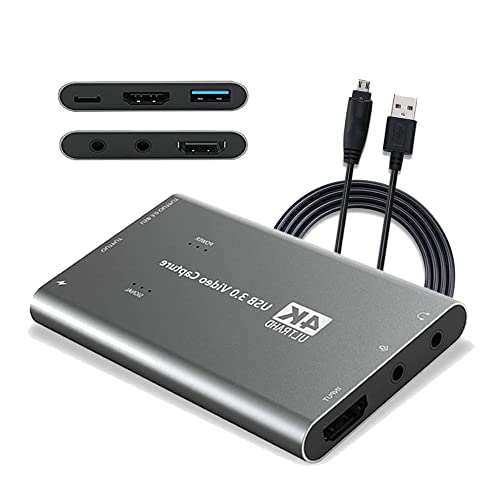 KuWFi Scheda di acquisizione audio video 4K, USB 3.0 HDMI USB 3.0, dispositivo di acquisizione video, Full HD 1080P per la registrazione di giochi, trasmissione in diretta streaming, funziona per PS5