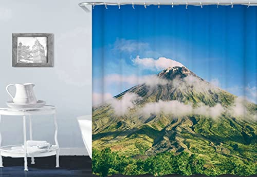 Mesnt Rideau de Douche Lavable Anti Moisissure en Polyester avec Montagne et Nuages Anti Moisissure Lavable Rideau Salle de Bain avec Crochets pour Baignoire,...
