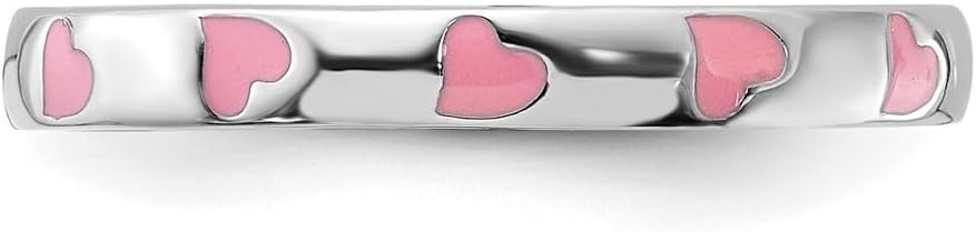 Diamond2Deal Sterling Silver Stackable Pink Enameled Band Ring Size 5 to 10
