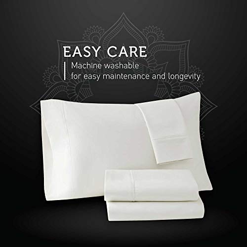 Luxury 1000 Thread Count Cotton Sheets For King Size Bed | Sateen Soft Ivory Cream Sheet Set With Deep Pocket, 4 Piece Bed Sheets - Fitted, Flat & 2 Pillow Cases - Stretch Up To 20 Inches Mattress #TOP5