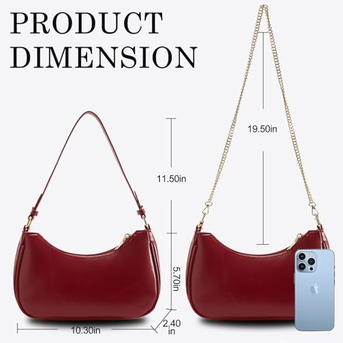 Shoulder Bag for Women Y2K Trendy Hobo Handbags Purse Vegan Leather Clutch Handbag with 2 Adjustable Removable Straps3