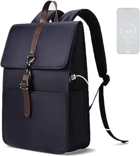 Casual Daypack 15.6 Inch Laptop Backpack Water Resistant School Bag with USB Charging Port Travel Backpack Anti-Theft Business Backpack Work Backpack for Men and Women School Work Travel-Dark Blue