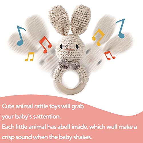 Youuys Houten Baby Rammelaar Shaker Mooie Gehaakte Bunny Ring Baby Ontwikkeling Handgreep Baby Speelgoed, Leuke Haak… - Image 6