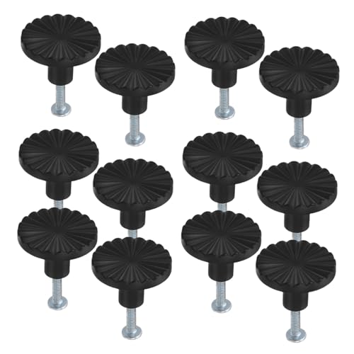 NUOLUX 12個錬合黒マット仕上げ浴室用家具ノブ 引き出し用レトロ調取っ手 ビンテージ風キャビネットハンドル ドレッサーやワードローブに