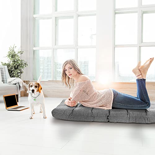 COSTWAY Floor Chair, Folding Gaming Chair with Back Support, 14 Adjustable Positions, Alloy Steel Frame, Lazy Sofa Lounge for Playing Reading Meditating Room Recliner for Adults, Kids (Gray)