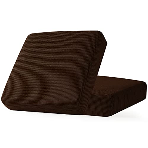 Image of CHUN YI 2PC Stretch Couch Cushion Covers, Sofa Seat Slipcovers Suitable for Armchair Loveseat Sofa with Spandex Jacquard Fabric(2pc,Chocolate)