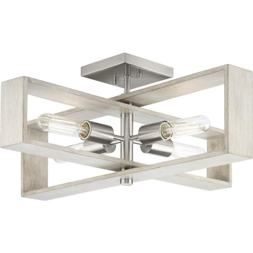 Progress Lighting Boundary 24 in. Contemporary Brushed Nickel Flush Mount