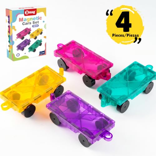 BAMG Magnetic Tiles Car Building Kit, 4 PCS Magnet Construction Trucks, STEM Educational Toys for Kids Ages 3-8, Engineering Vehicle Building Set, Sensory Learning Gifts for Toddlers Boys Girls - Image 7