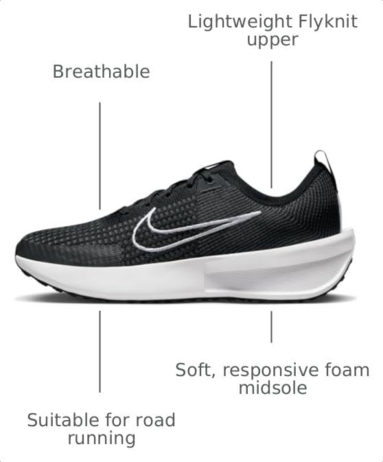 Image of NIKE Interact Run Mens Road Running Shoes FD2291-001 (Black /White-Anthracite), Size 9.5