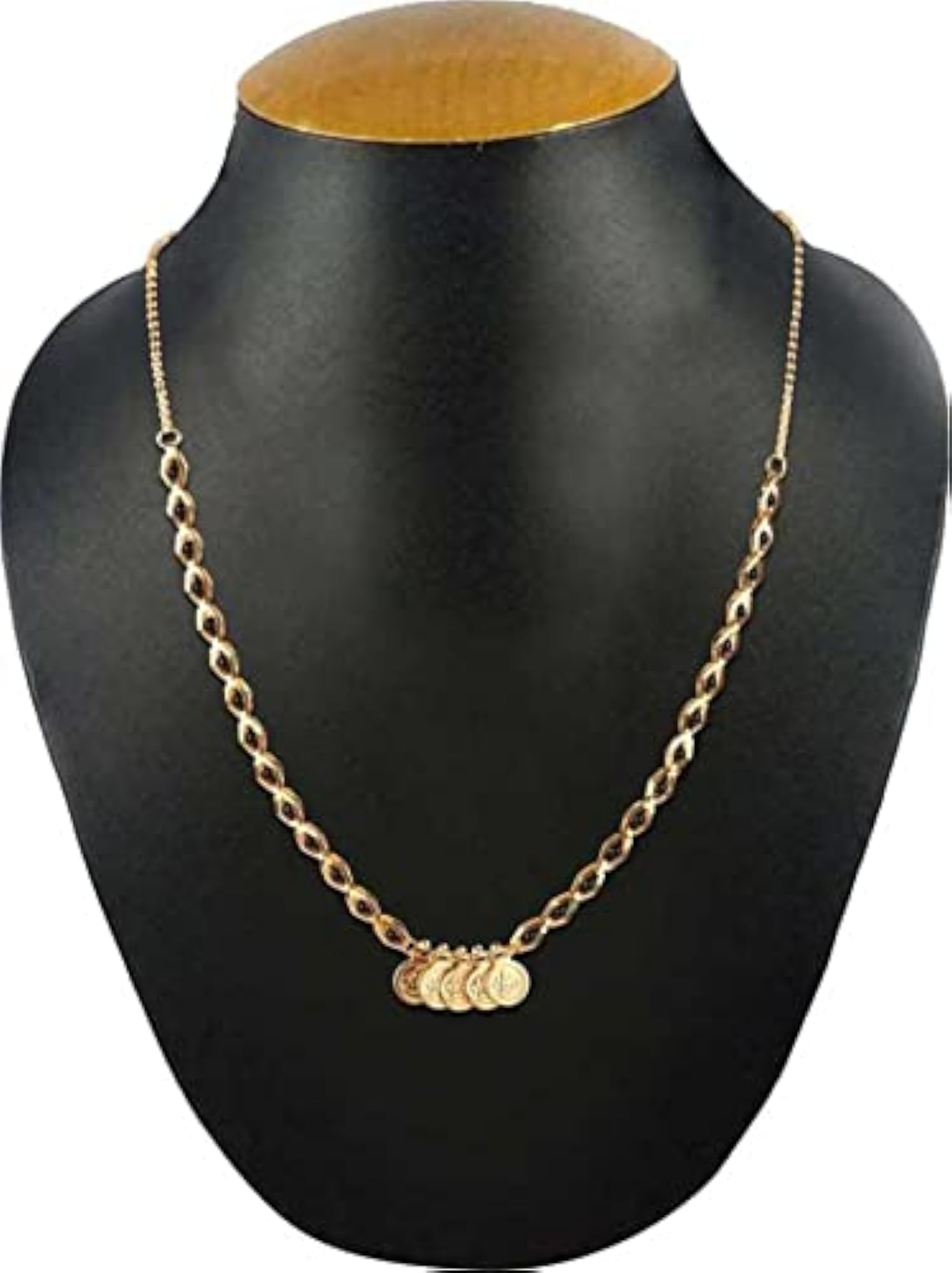 Women's Gold Plated Latest Single Line Mangalsutra with 5 Lakshmi Coin Pendant