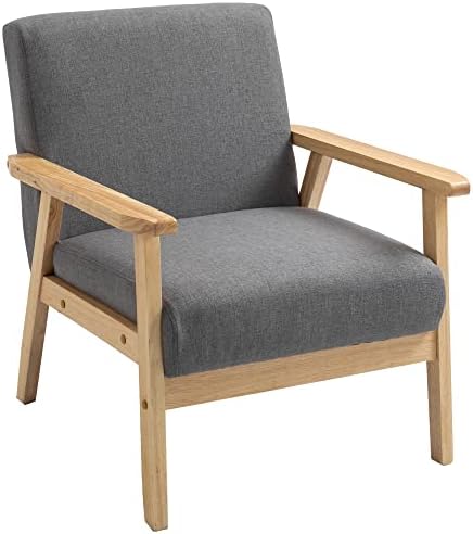 HOMCOM Fauteuil lounge avec accoudoirs, chaise de salle à manger,...