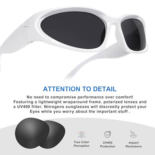 Image of GUVIVI Wrap Around Fashion Sunglasses for Men Women Swift Oval Gold Sunglasses Sport Shades Glasses Eyeglasses White