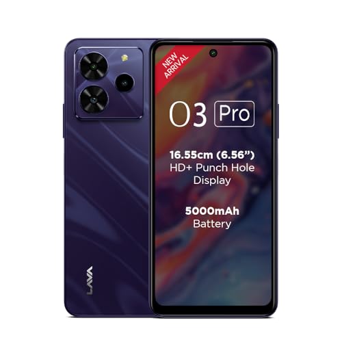 Lava O3 Pro (Glossy Purple, 4 GB RAM, 64 GB Storage)| Bigger 6.56' HD+ Display | 50 MP AI Triple Rear Camera | 8 MP Front Camera| 5000 mAh Battery | 10W Charging | Charger in Box