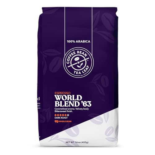 The Coffee Bean & Tea Leaf, World Blend '63, Dark Roast Whole Bean Coffee Beans, 1lb bag (16oz)