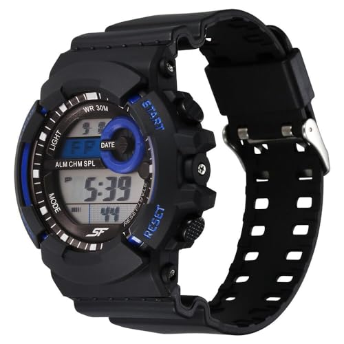 Image of SF Sporty Digital Black Dial Polyurethane Strap Watch for Men-77130PP03W /NT77130PP03W