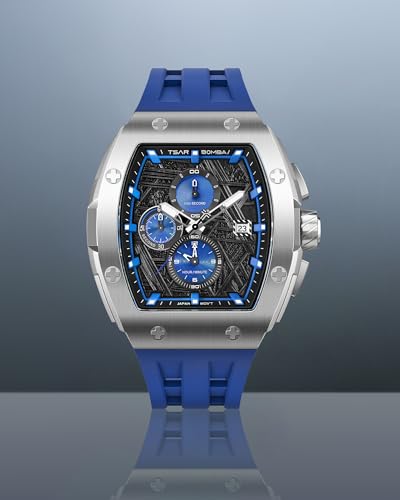 Image of Tsar Bomba Mens Watches Quartz Wristwatch for Men Waterproof 50M Analog Luxury Tonneau Chronograph Calendar Date Men's Dress Business Work Watch Gift for Men