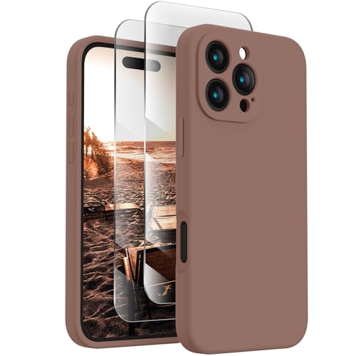 Image of FireNova Designed for iPhone 16 Pro Case, Silicone Upgraded [Camera Protection] Phone Case, Soft Anti-Scratch Microfiber Lining Inside, 2024, Light Brown
