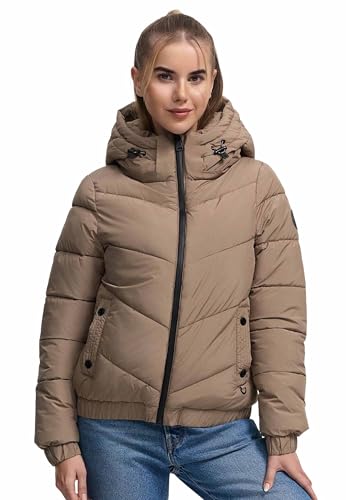 MARIKOO Damen Winterjacke (XS-XXL) - Abnehmbare Kapuze, hoher Kragen, 4...