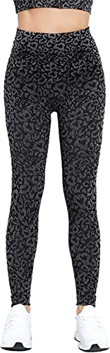 Legging de course à pied imprimé léopard taille haute S Noir
