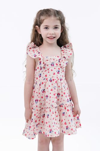 Disney Minnie Mouse Little Girls' Sleeveless Ruffle Tiered Allover Print Sundress Peach 7 - image 2