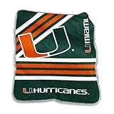 Logo Brands NCAA Miami Hurricanes Raschel Throw Blanket - Super Plush Comfort, Sublimated Logo, Machine Washable