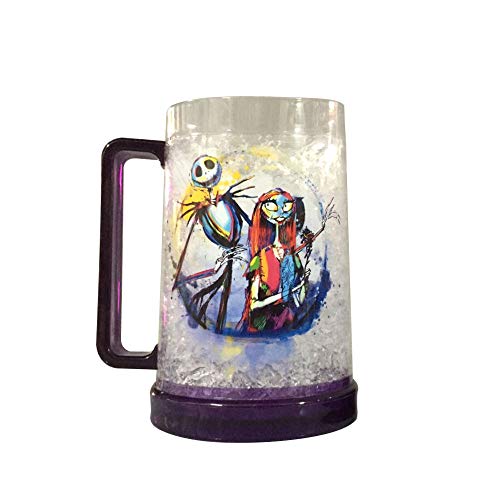 Image of Silver Buffalo Nightmare Before Christmas Views Disney's Stitch Hawaiian Flower Freeze Gel Plastic Stein, 16-Ounce, Purple