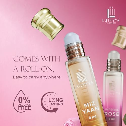 Image of Non-Alcoholic Attar Roll-On Perfume Oil (Pack of 2, 8ml Each) | MIZ YAAN & IMPERIAL ROSE | Long Lasting Fresh Aquatic & Floral Fragrance | Unisex Gift Set