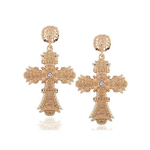 Big Cross Earrings,Color Crystal Baroque Drop Dangle Earrings for Women Teens Girls Bar Party Gifts
