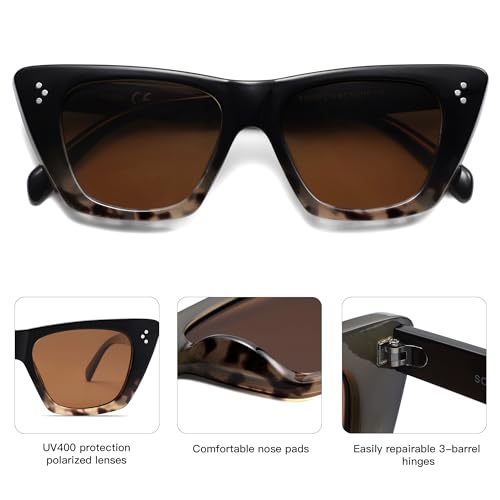 SOJOS Retro Trendy Cat Eye Polarized Sunglasses for Women Cute Stylish UV400 Sunnies SJ2199 - Image 5